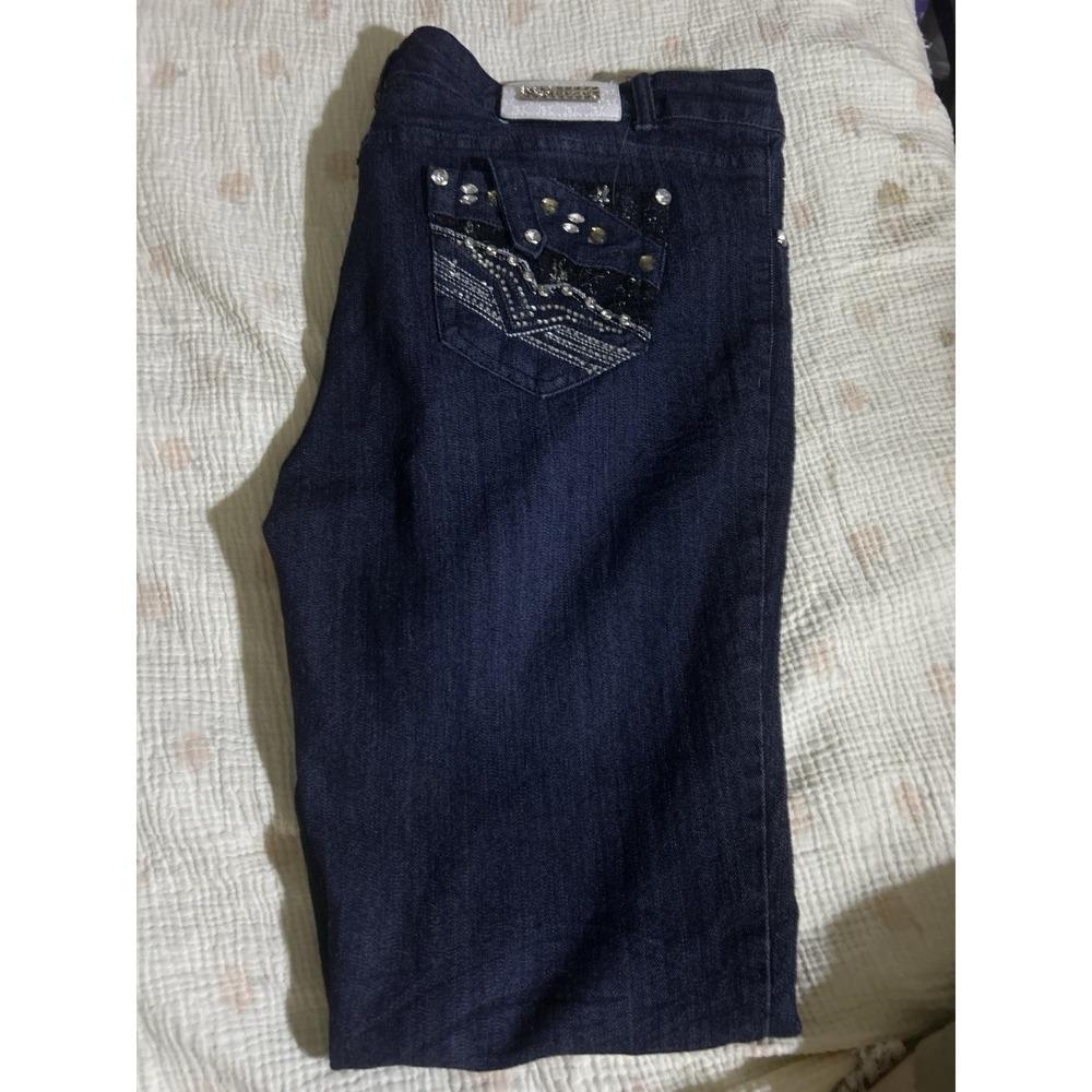 Seven Women's‎ Size 14 Dark Washed Jeans Rhinestone Pockets Bootcut